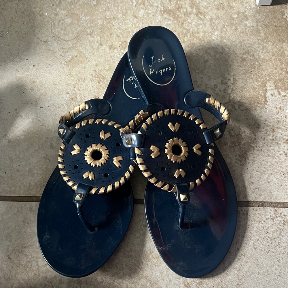 Jack Rogers Women's Sandals in Navy and Gold